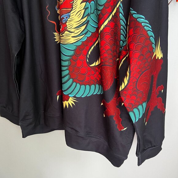 Boutique Pixie Lady Womens Plus Size 3X Sweatshirt Red Dragon Print Black - Picture 3 of 9